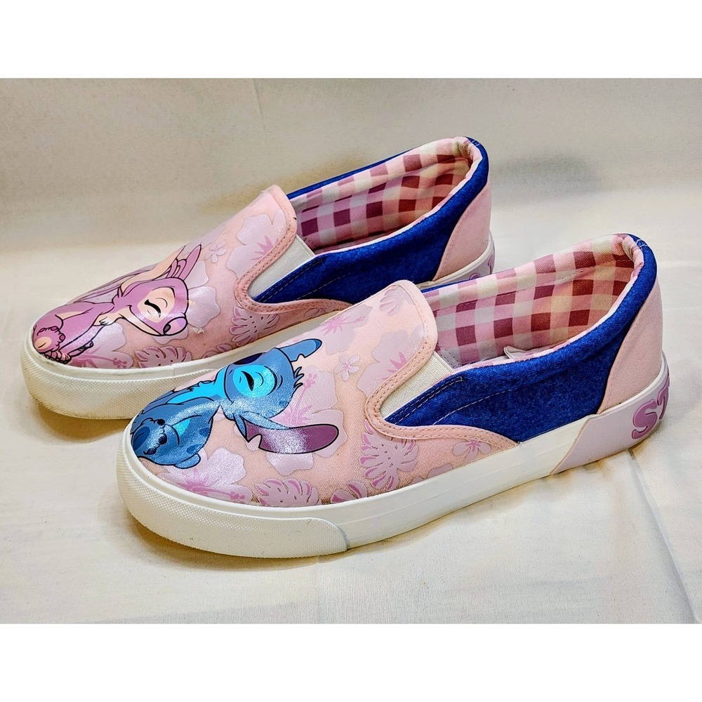 Disney Stitch & Angel Low Top Slip-on Sneakers Pink Ground Up Women's Sz 10 Shoe